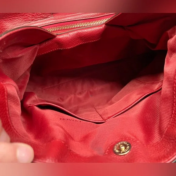 Coach Edie Pebbled Leather (33547) Shoulder Bag in Red with Dust Bag